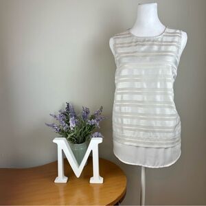 Banana Republic Sleeveless Top - Size MP - Ivory Stripes - Good Condition
